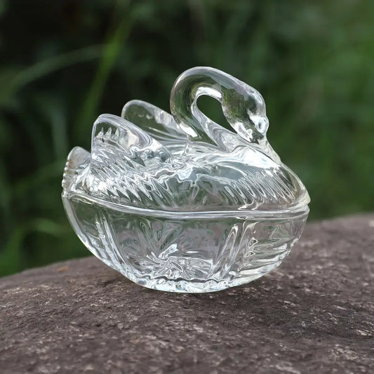 Glass Swan Trinket Dish